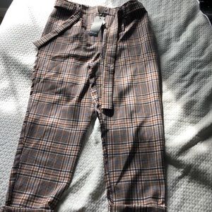 high waisted plaid trousers